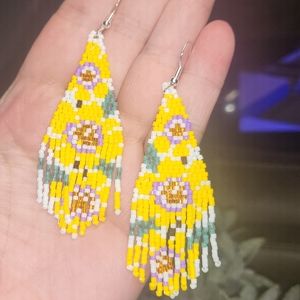 Handmade Canary Yellow Floral Blooms Earrings - Juliette